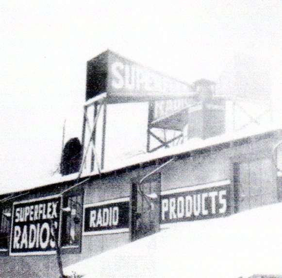 The Superflex Radio factory at 3816 North 28th Street in Birmingham with giant speaker mounted to the roof of the building. (People would gather at the factory to hear programming and important sporting events such as the famous “Long Count” boxing match between world Heavyweight champion Gene Tunney and former champion Jack Dempsey, held on September 22, 1927, at Soldier Field in Chicago).